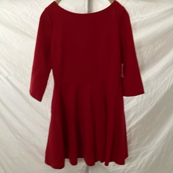 Kate Spade: Red Boat Neck Ponte Dress- pockets- fit & flare- M - Picture 1 of 16